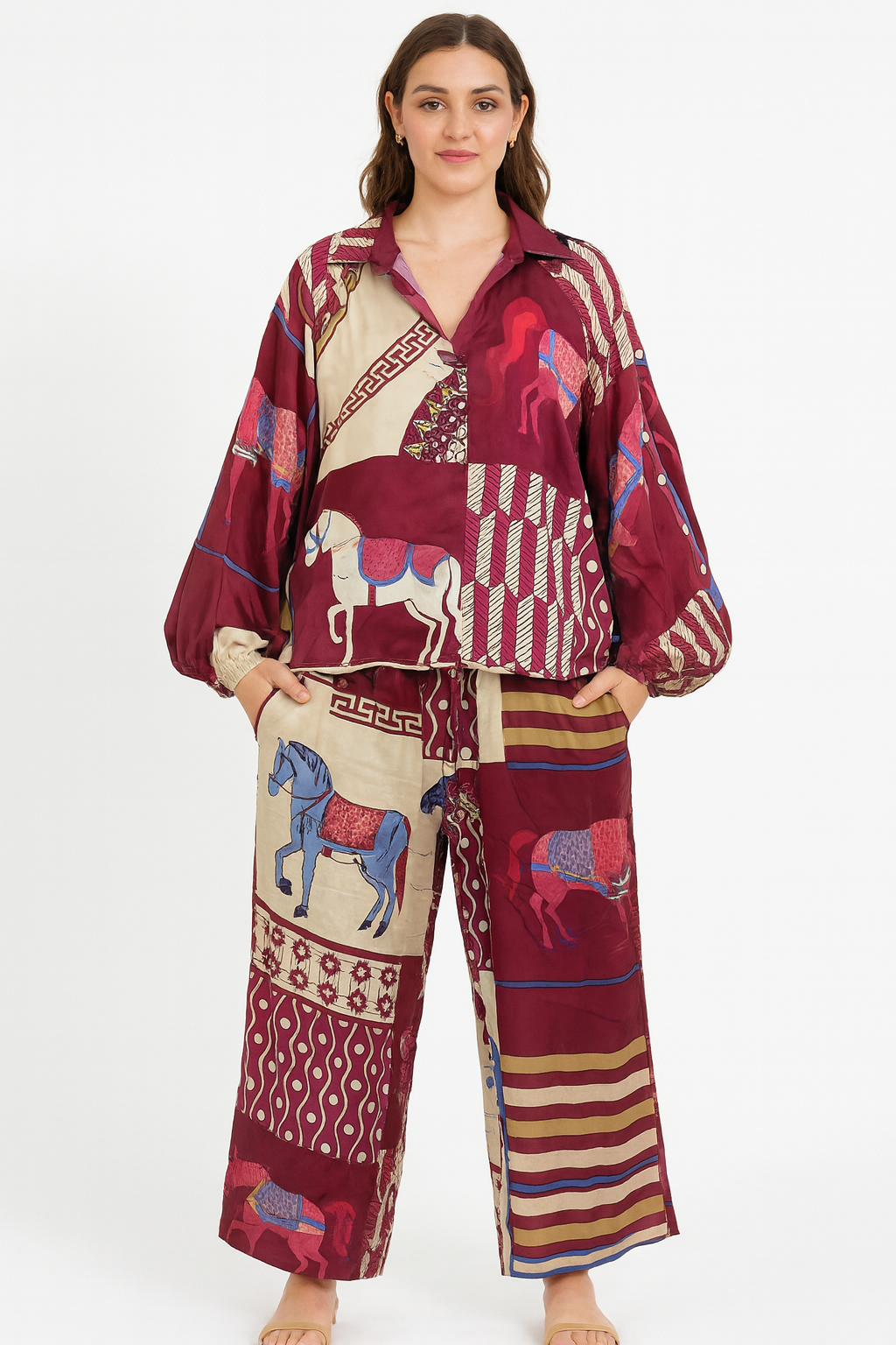 Horse Print Silk Top