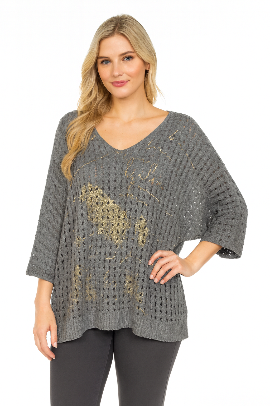 Gold Foil Mesh Sweater