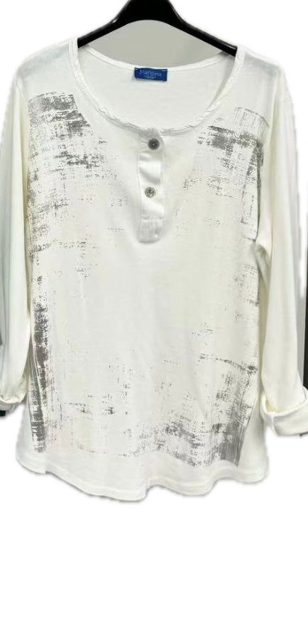 Silver Foiled Button Top