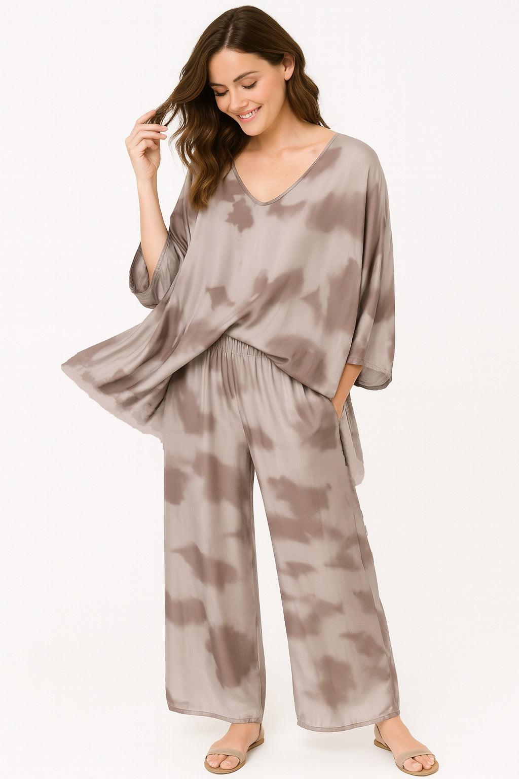 Abstract Print Silk Top