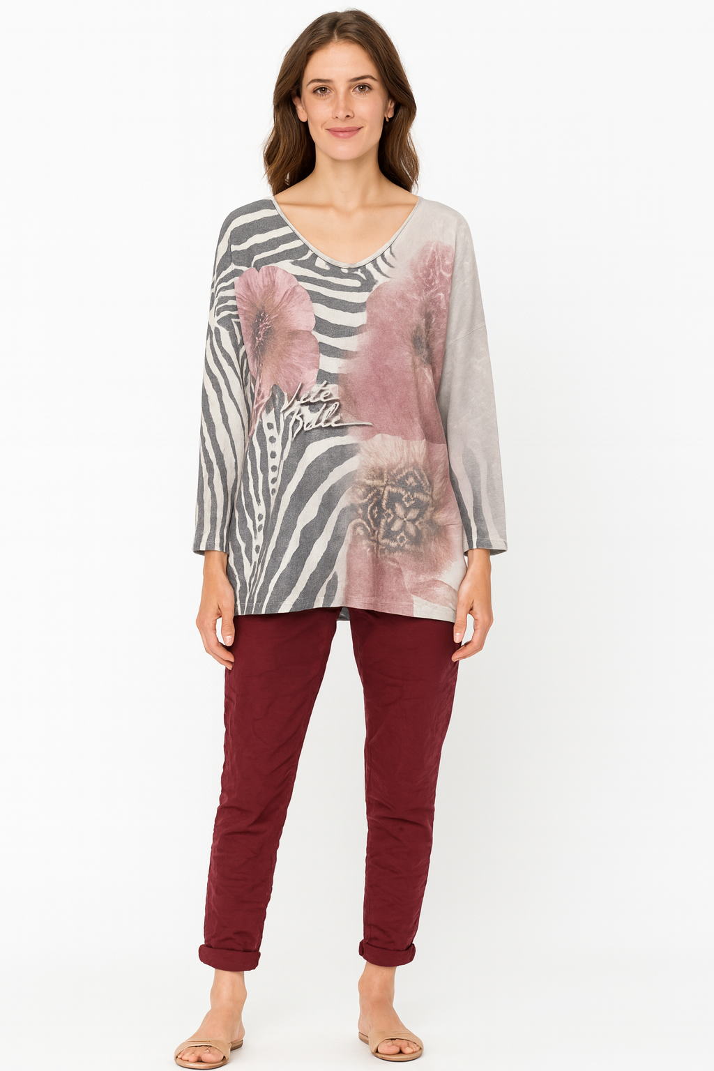 Zebra Rosa Knit Sweater
