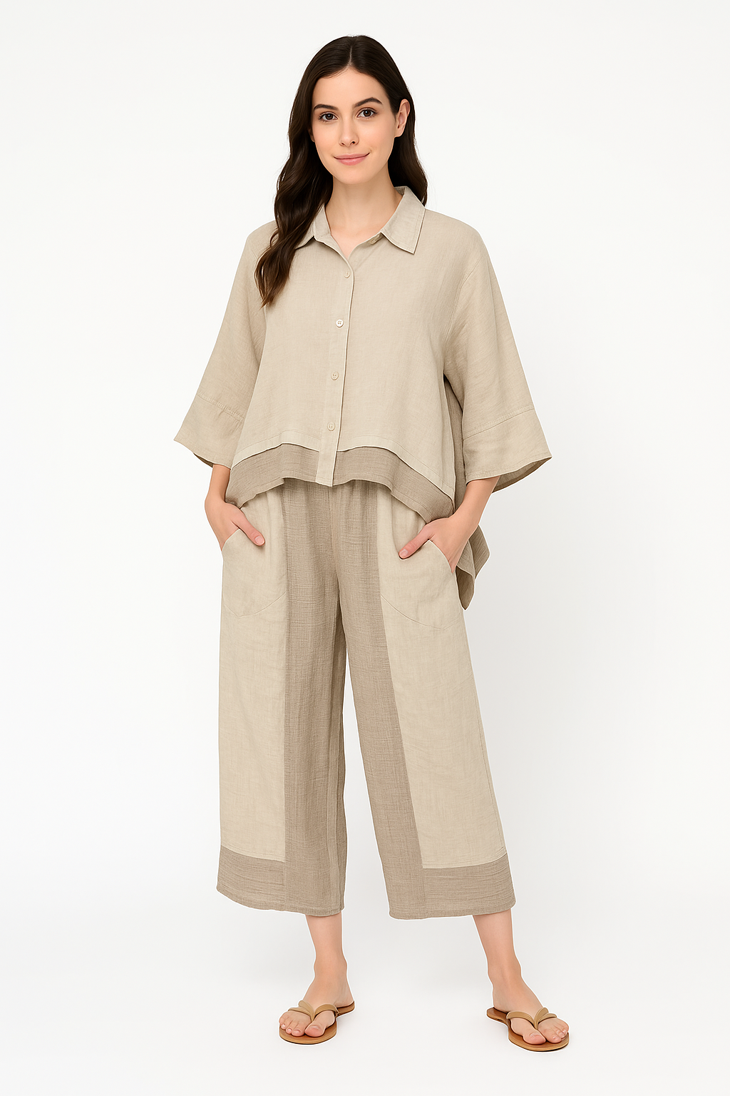 Linen Two-Toned Top