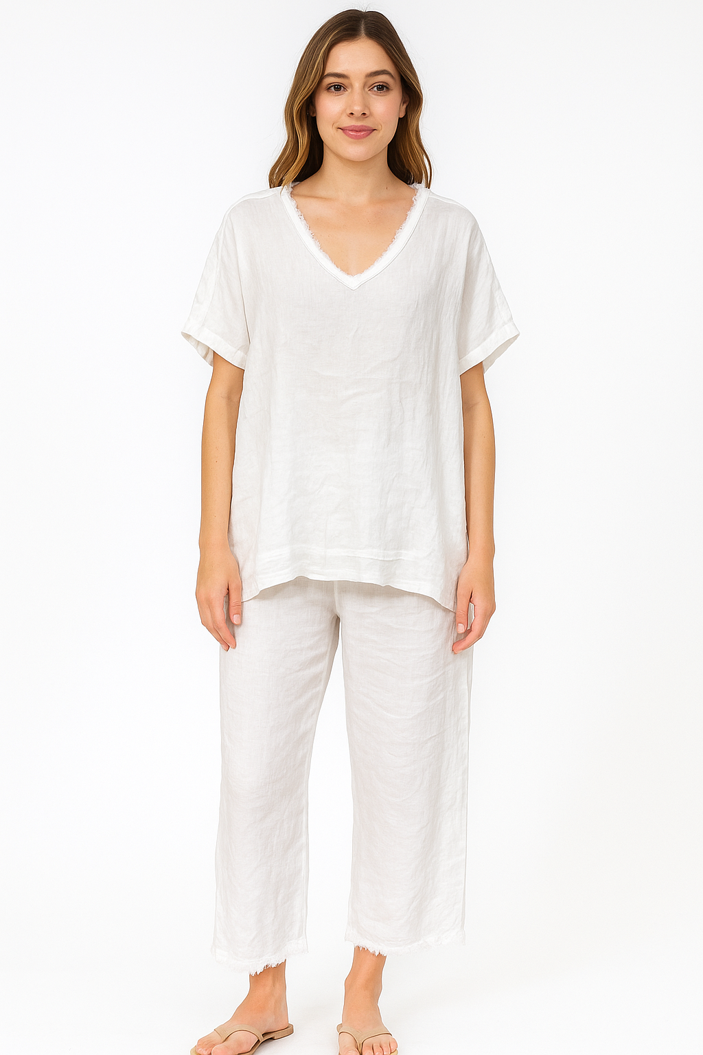 Linen V-neck Top