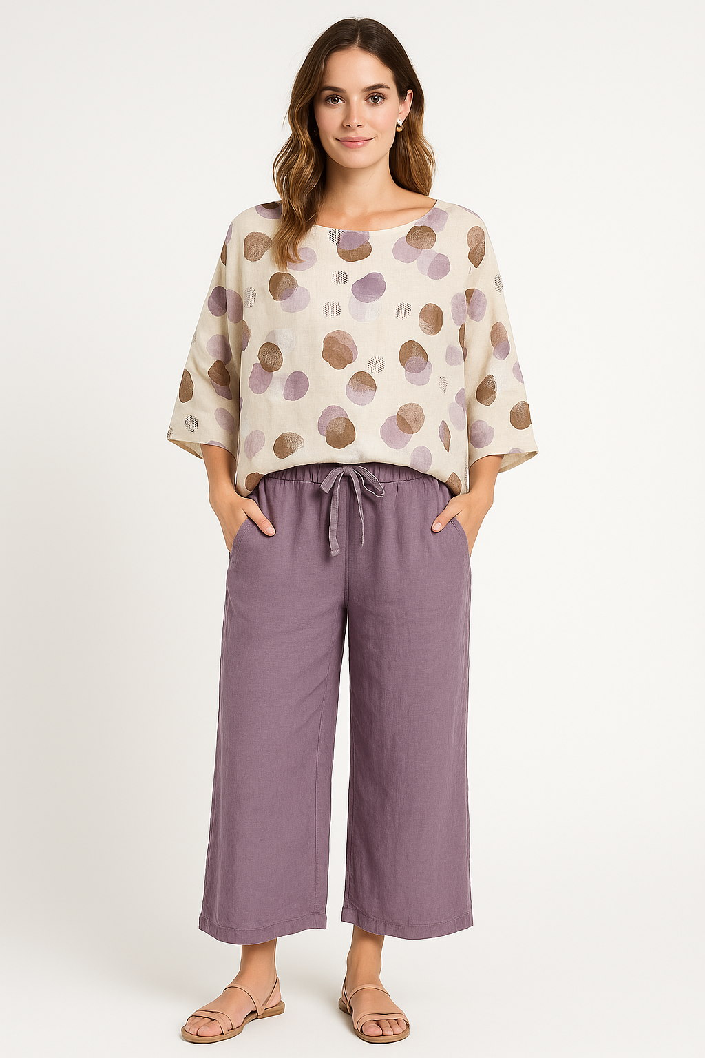 Polka Dot Linen Top