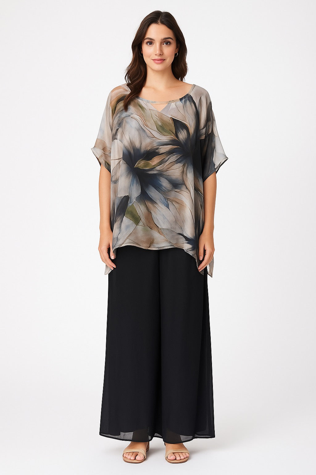 Silk Smoky Magnolia Top
