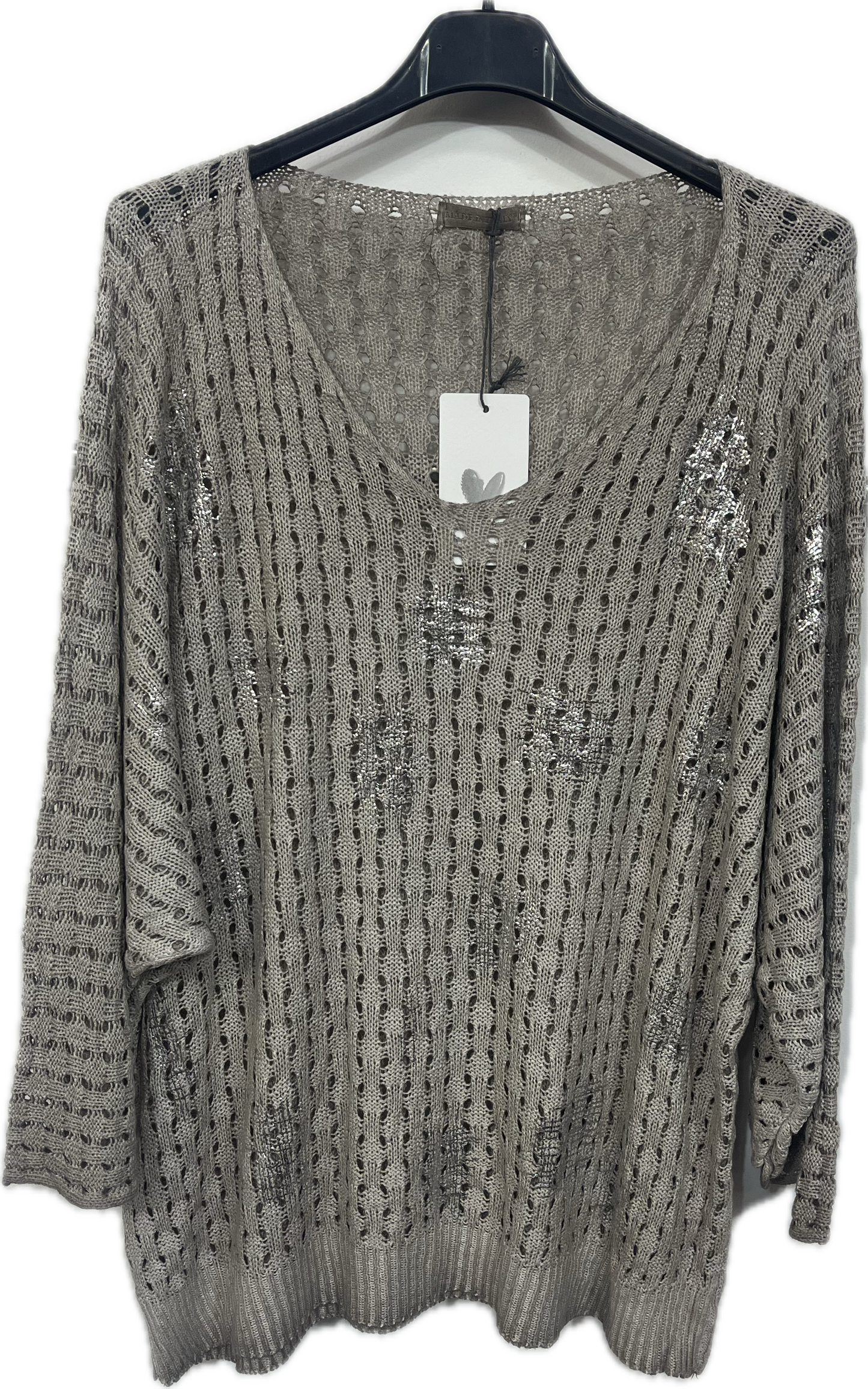 Silver Foil Mesh Top