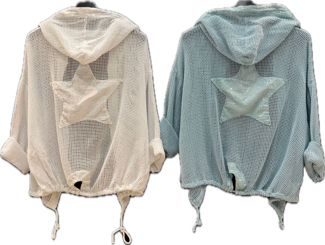 Star Sequin Fishnet Cardigan