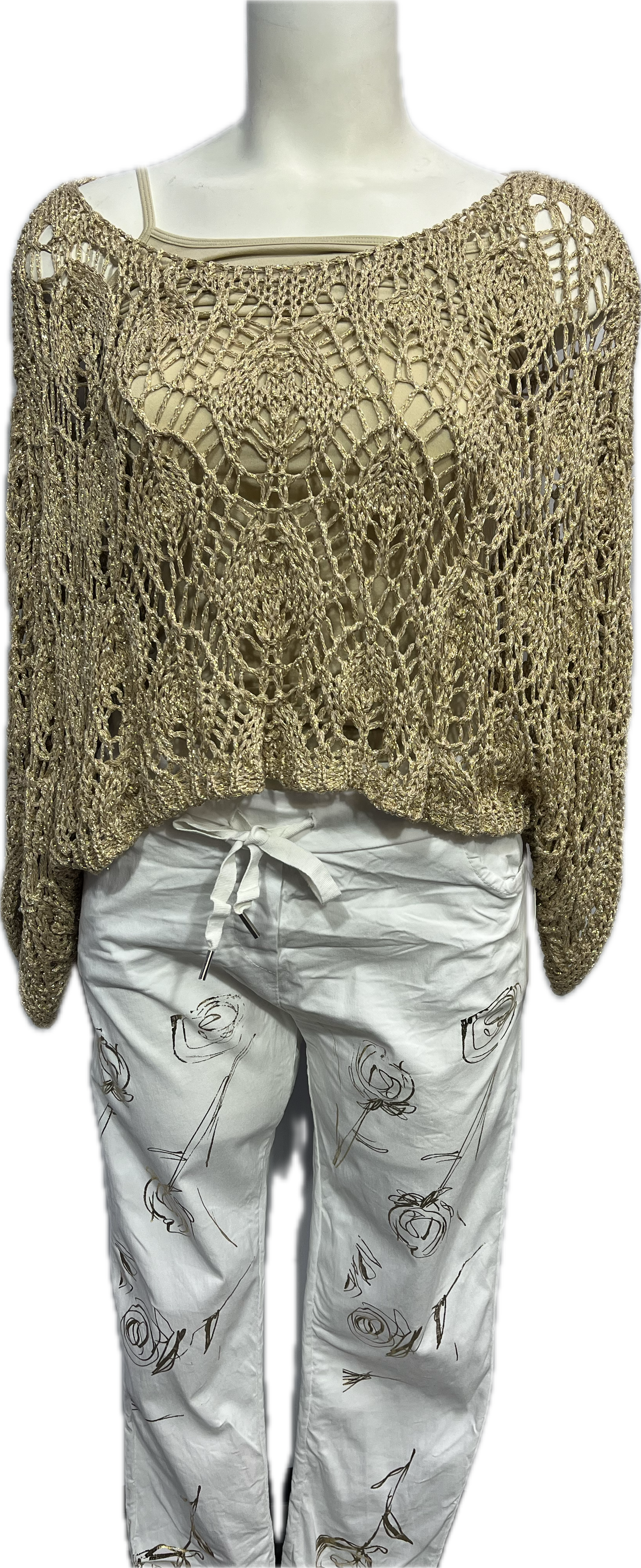 Stretch Pant W/Rose Paint Foil