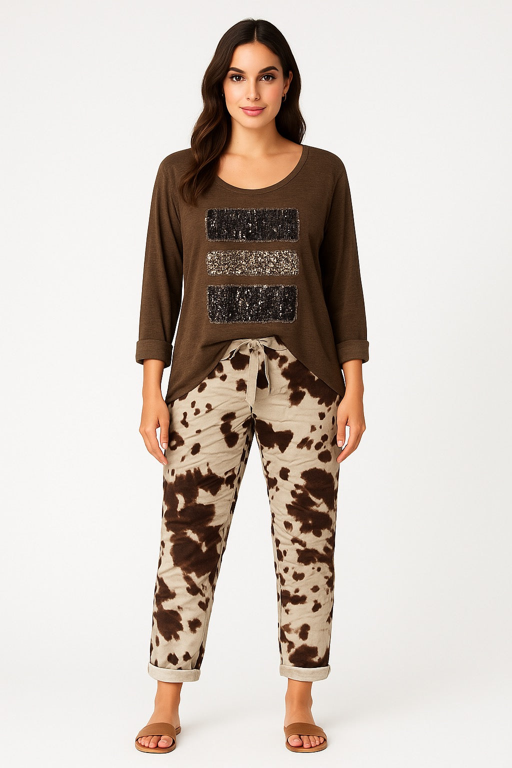 Cow Print Stretch Pants