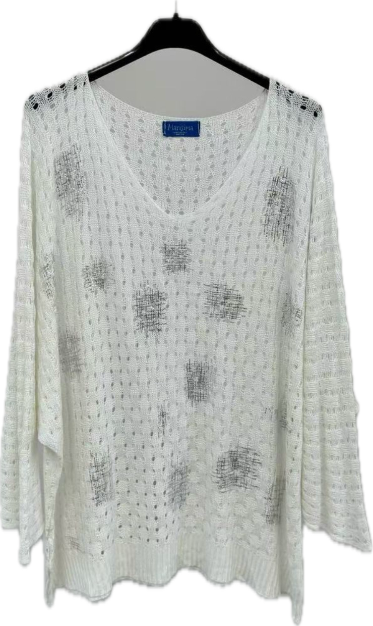 Silver Foil Mesh Top