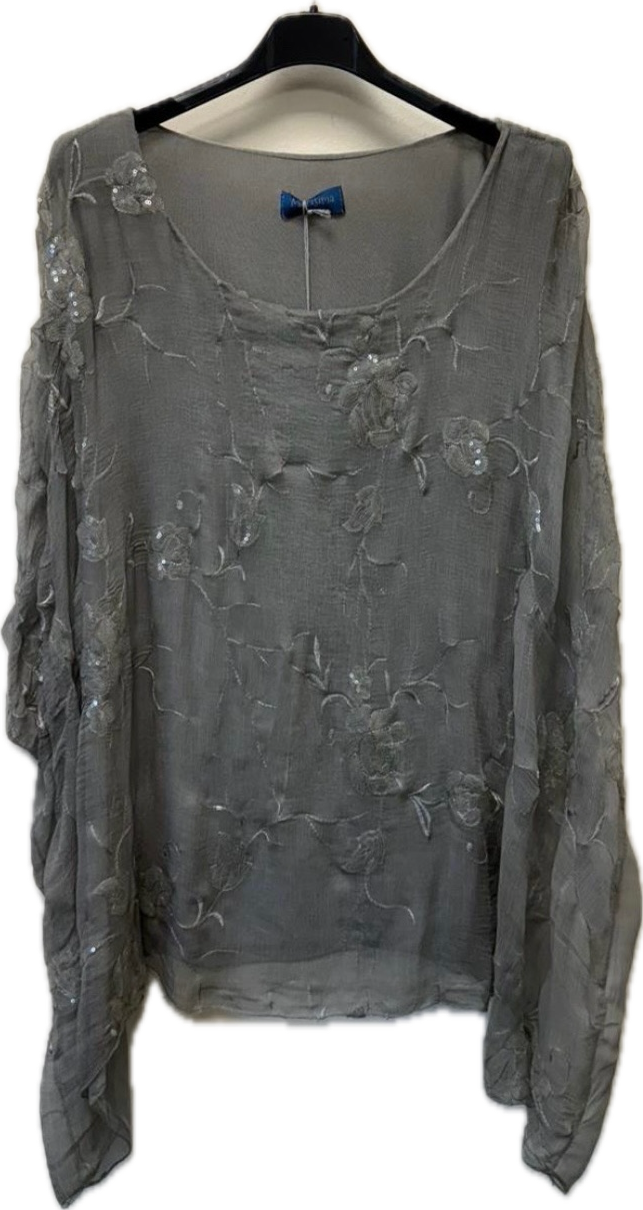 Silk Sequin Embroidery Top