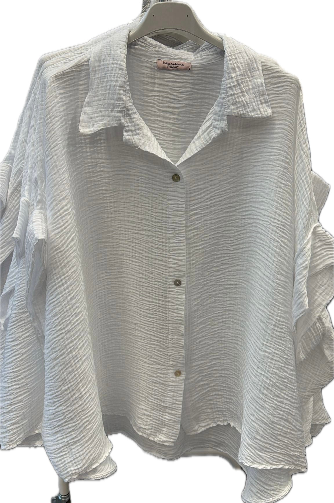 Linen Ruffle Sleeve Top