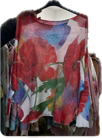 Crimson Petal Mesh Top