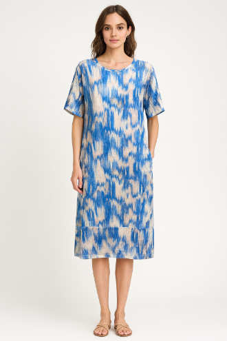 Abstract Round-neck Dress