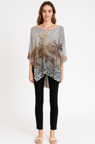 Tropical Leopard Mesh Top