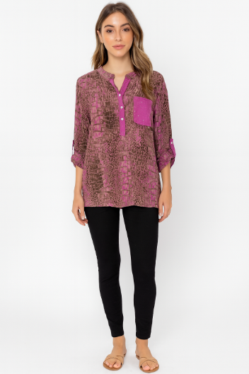 Croc Skin Sequin Pocket Top