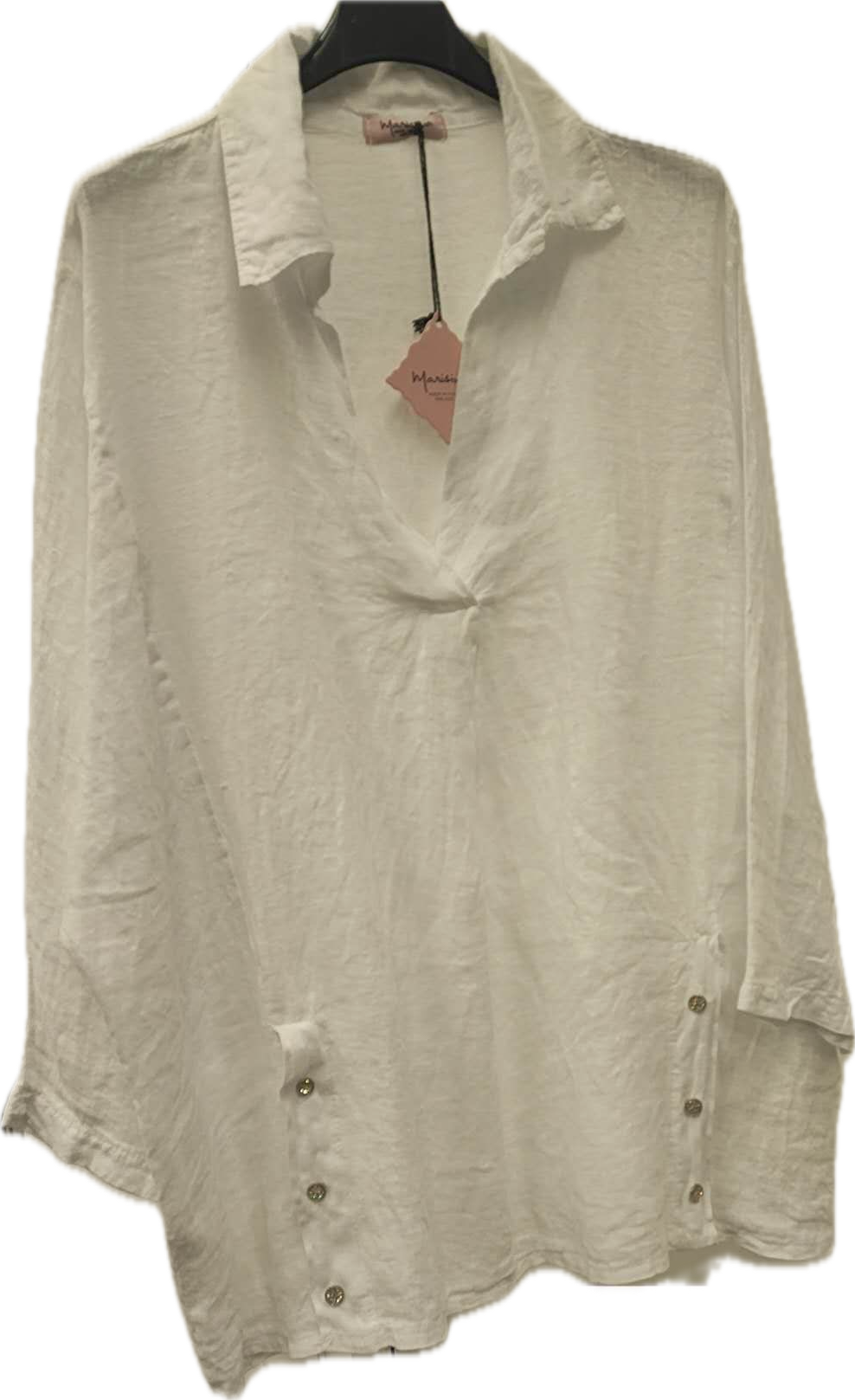 Relaxed Linen Grommet V-Neck Top