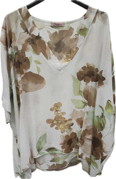 Watercolor Floral V-Neck Blouse