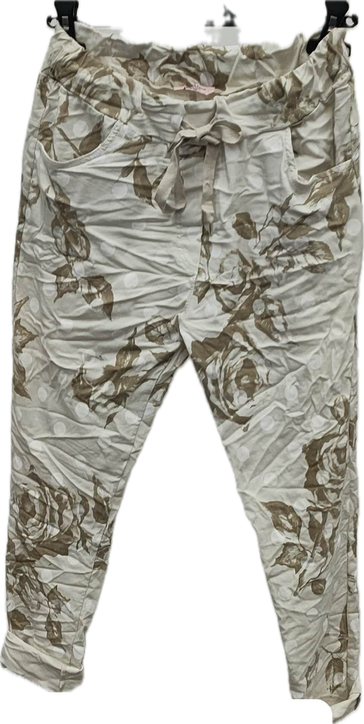 Soft Leaf Print Stretch Pants