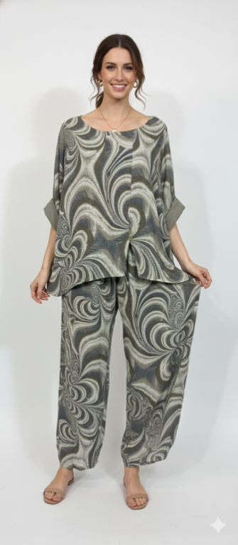 Gauze Whirl Button Pants