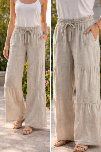 Floral Embroidered Pants