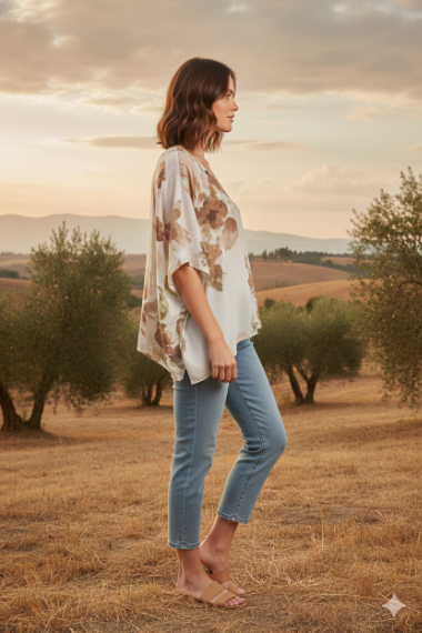 Watercolor Floral V-Neck Blouse