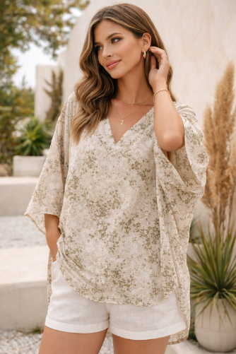 Vintage Floral V-Neck Top