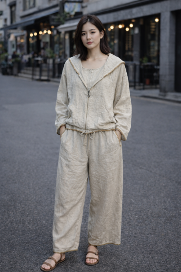 Scallop Edge Linen Pant