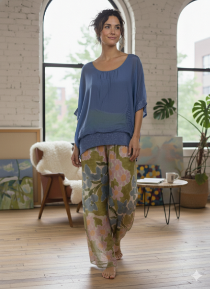 Meadow Bloom Silk Pants