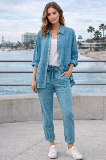 Cotton Button-Down Top