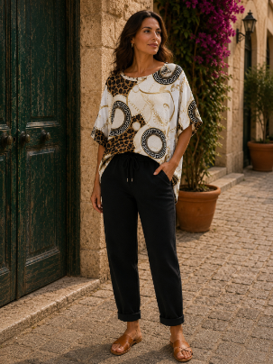 Chain Leopard Mesh Top