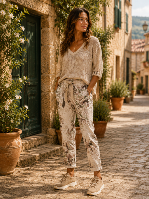 Soft Drape Mixed Fabric Top