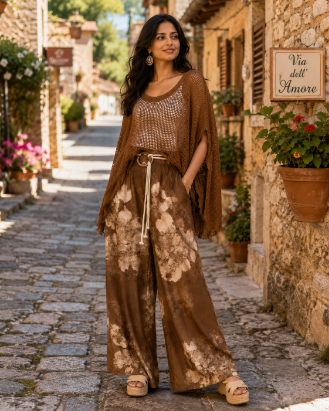 Cotton Mesh Poncho Top