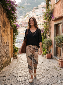 Floral Animal Print Stretch Pants