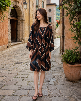 Geo Scarf Print Dress