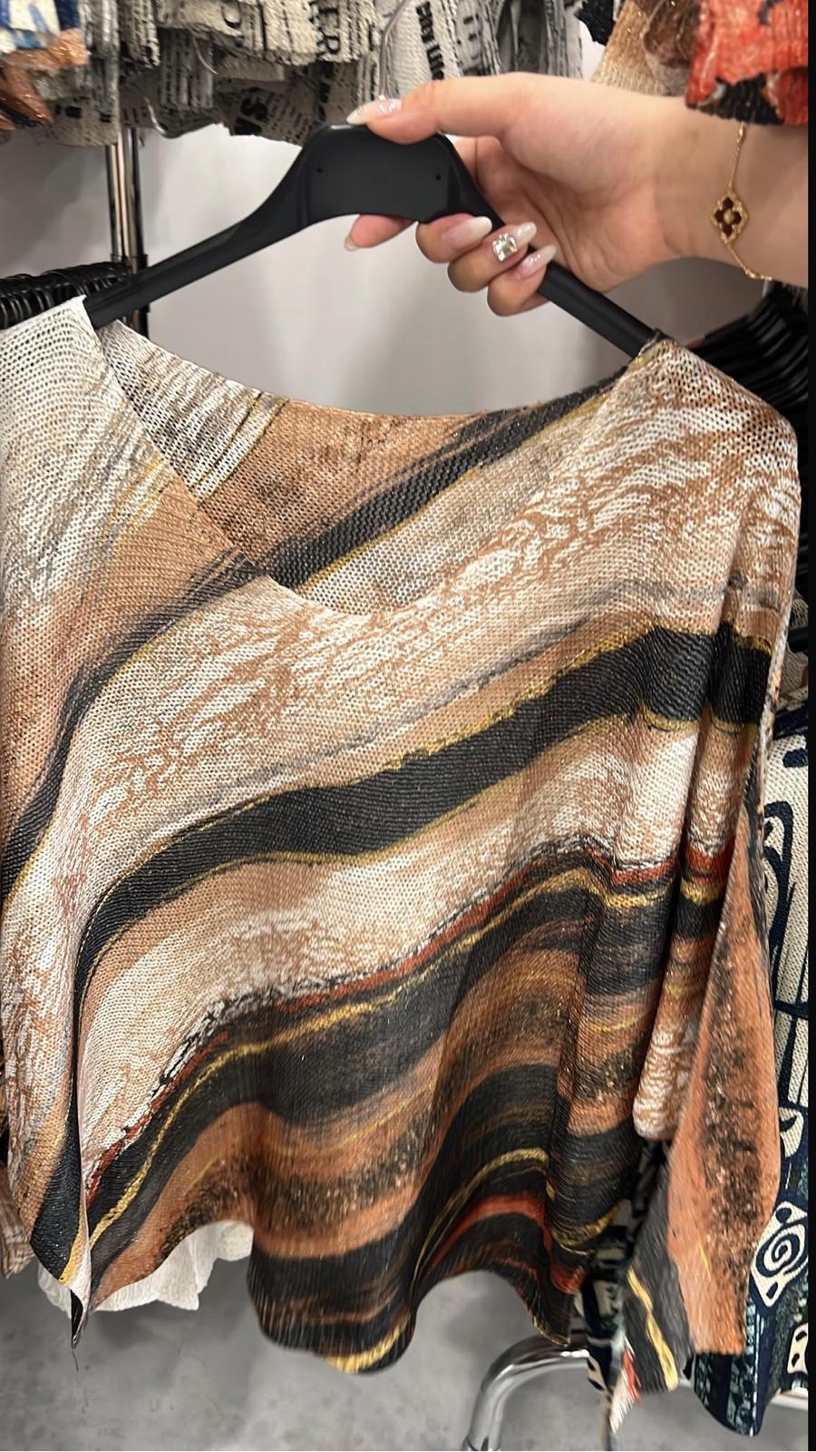 9060 Marble Mesh Knit Top