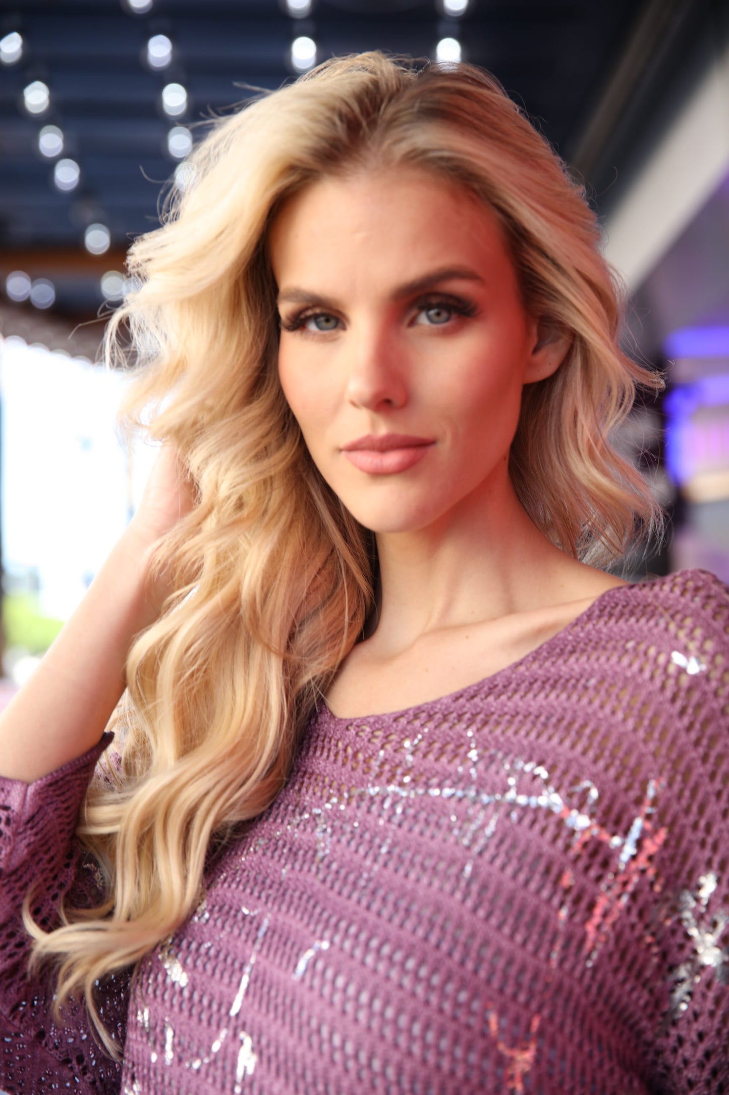 Silver Foil Mesh Top