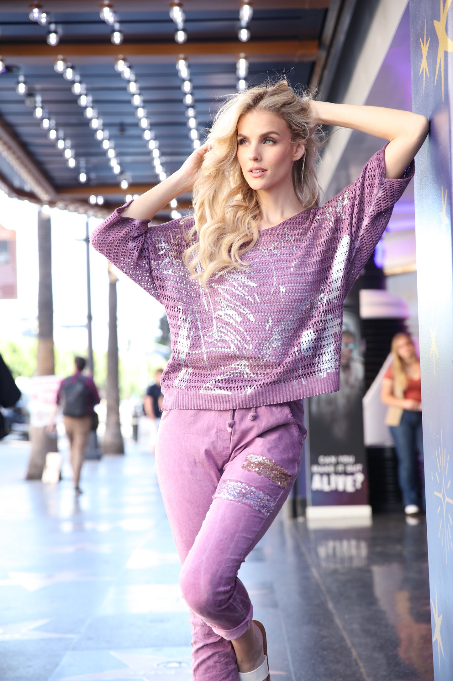 Silver Foil Mesh Top