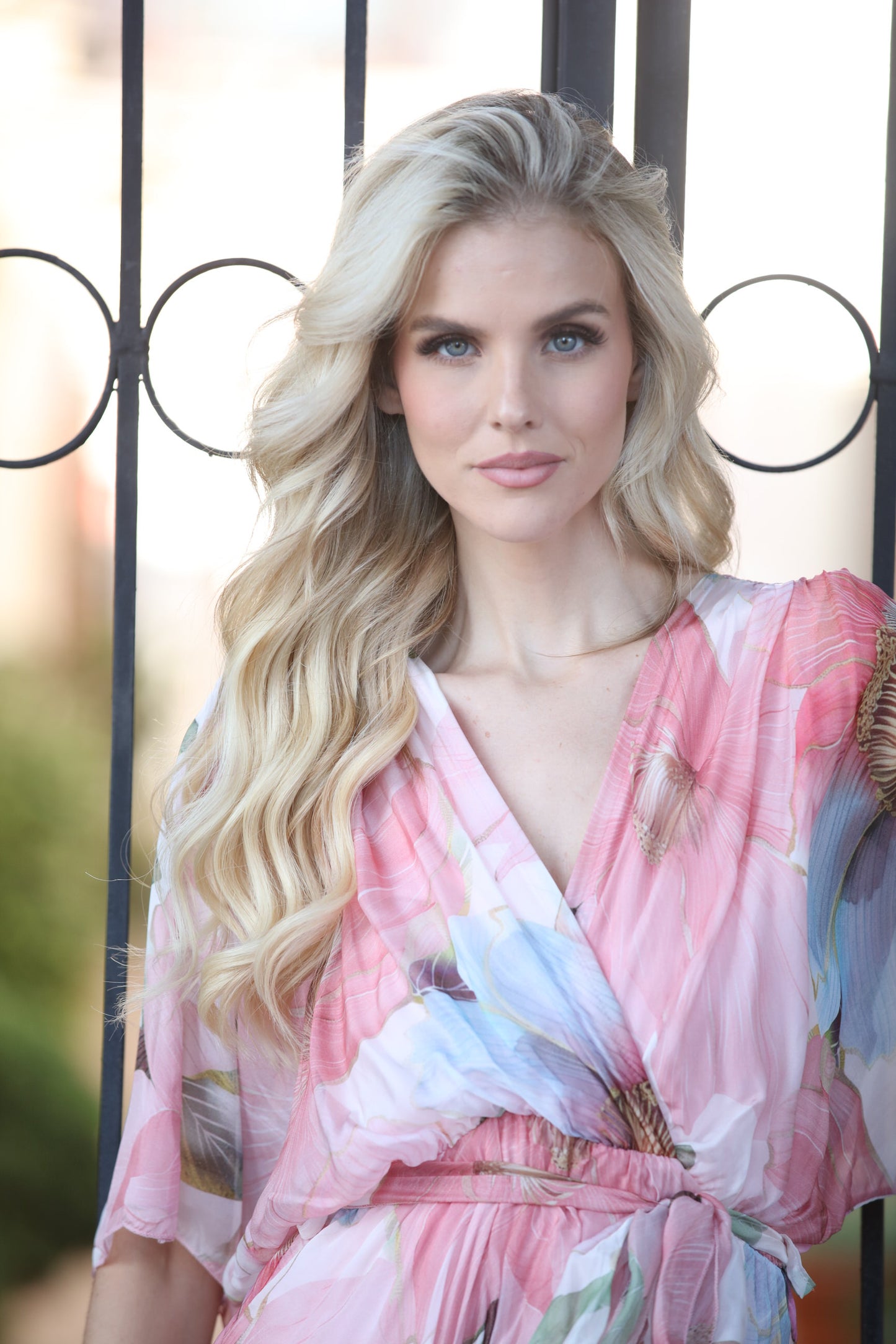 Floral Ruffle Silk Dress