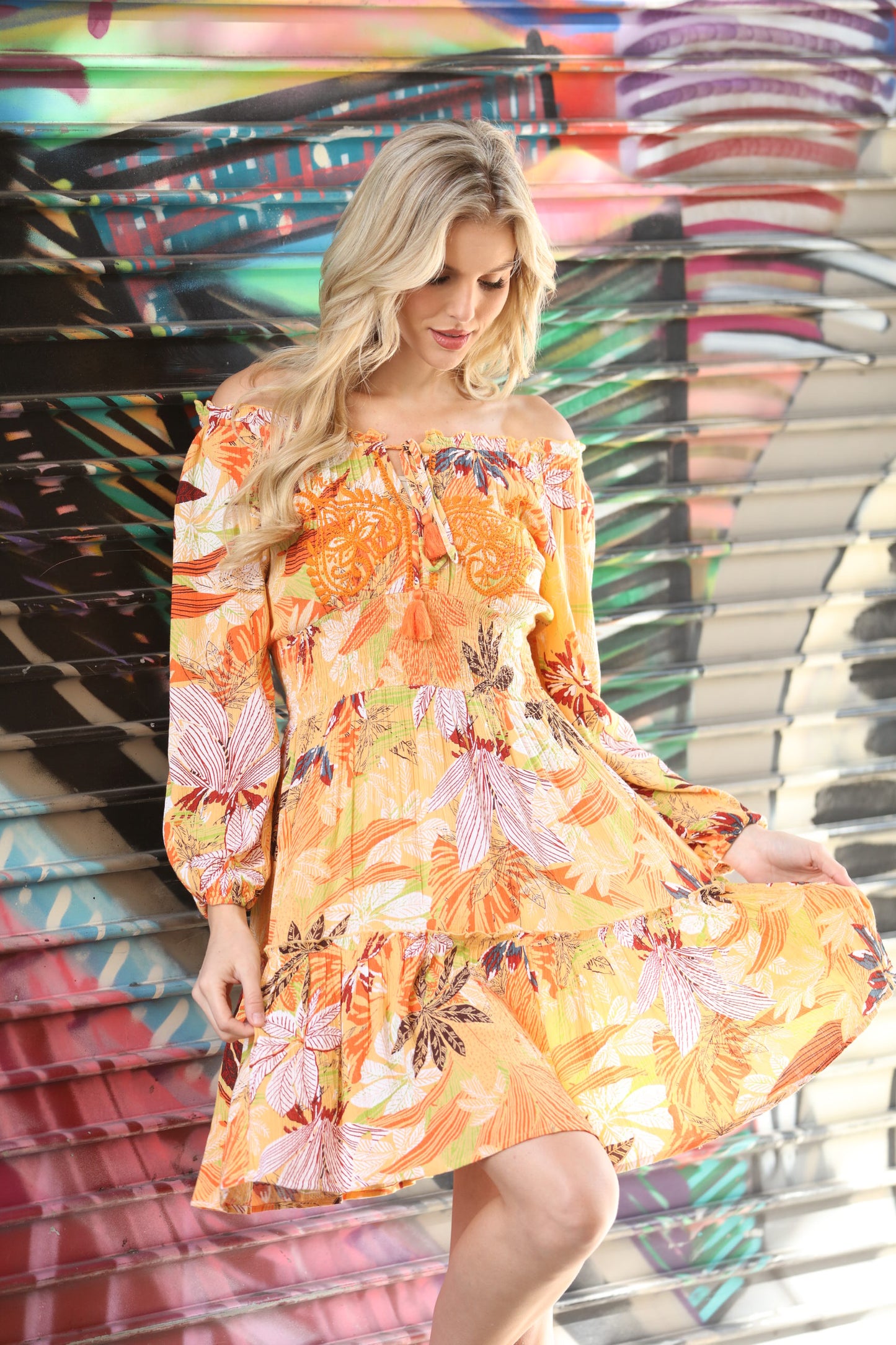 Floral Indian off-shoulder Dress