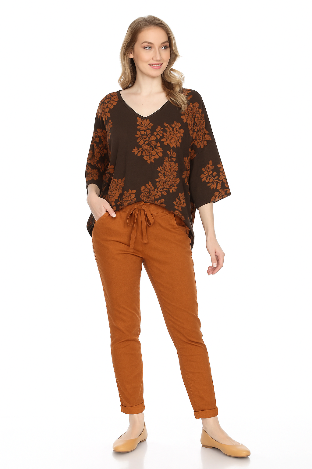 Solid Floral Top