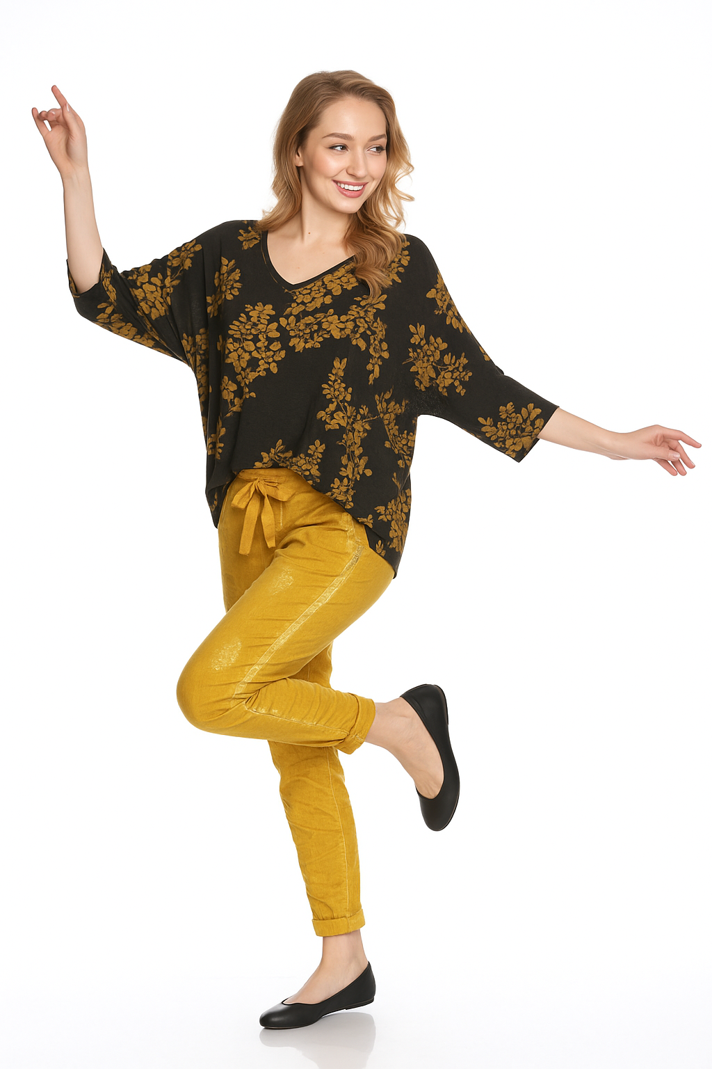 Solid Floral Top