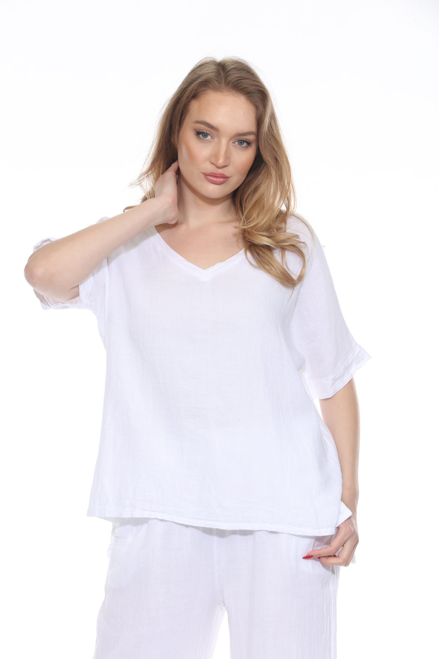 Gauze V-neck Top