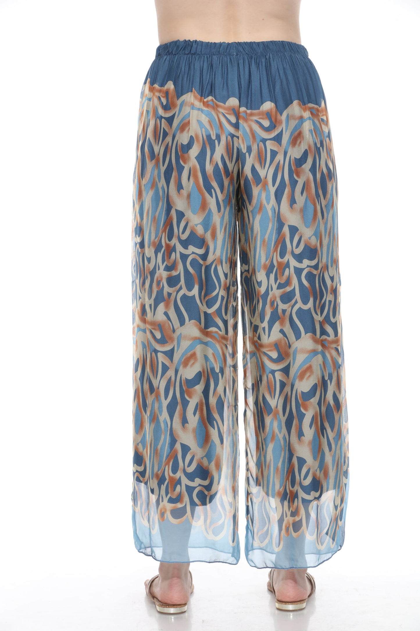 Abstract Silk Straight Pants