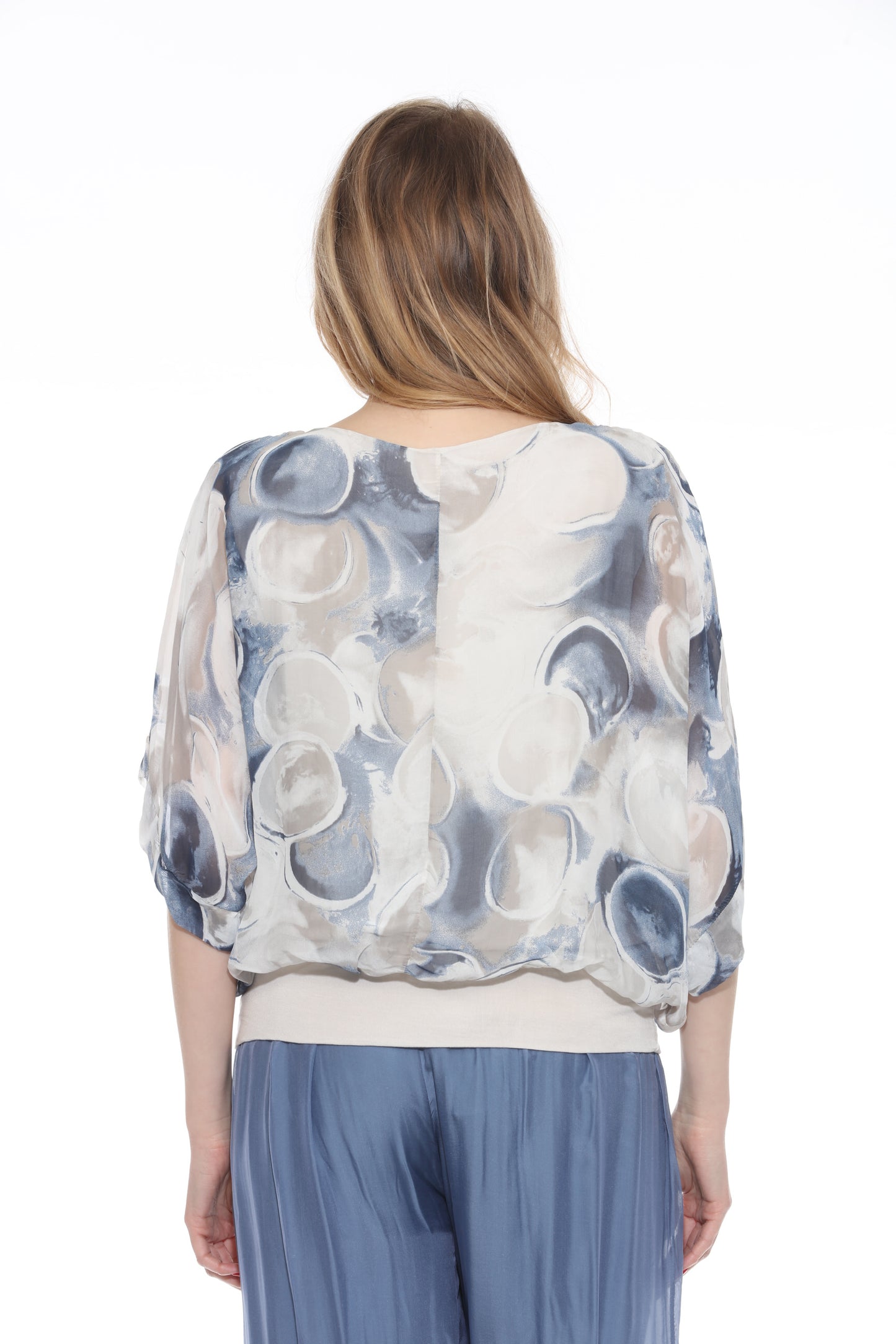 Abstract V-neck Silk Top