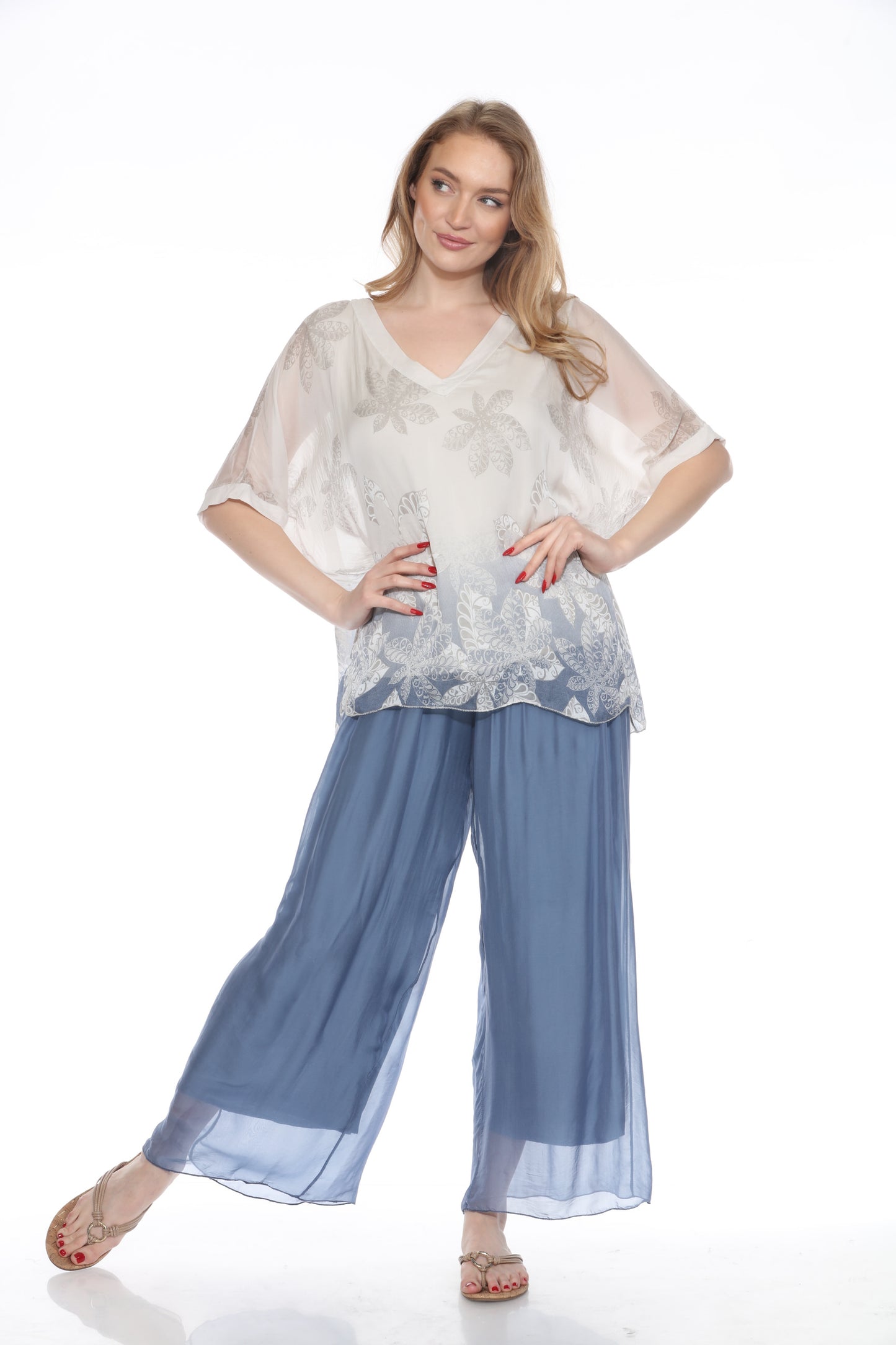 Silk Straight-Leg Pants Without Slit