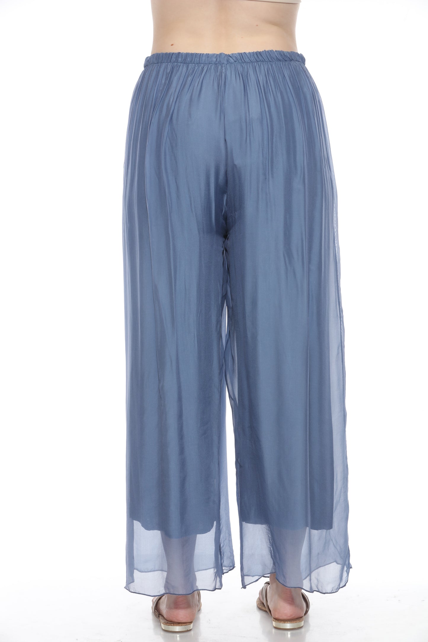 Silk Straight-Leg Pants Without Slit