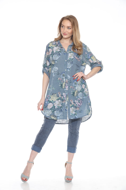 Cotton Floral Shirt Dress