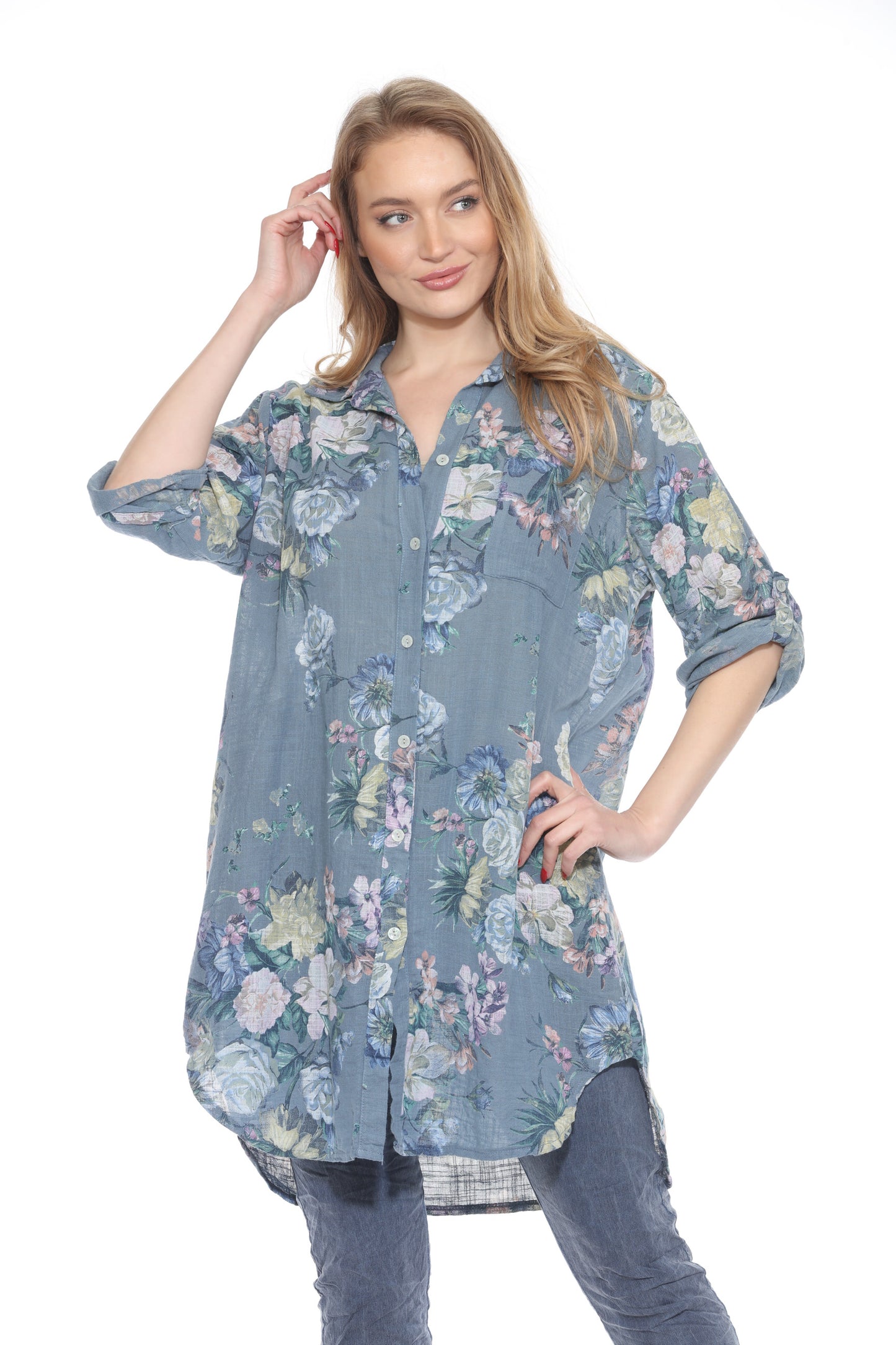 Cotton Floral Shirt Dress