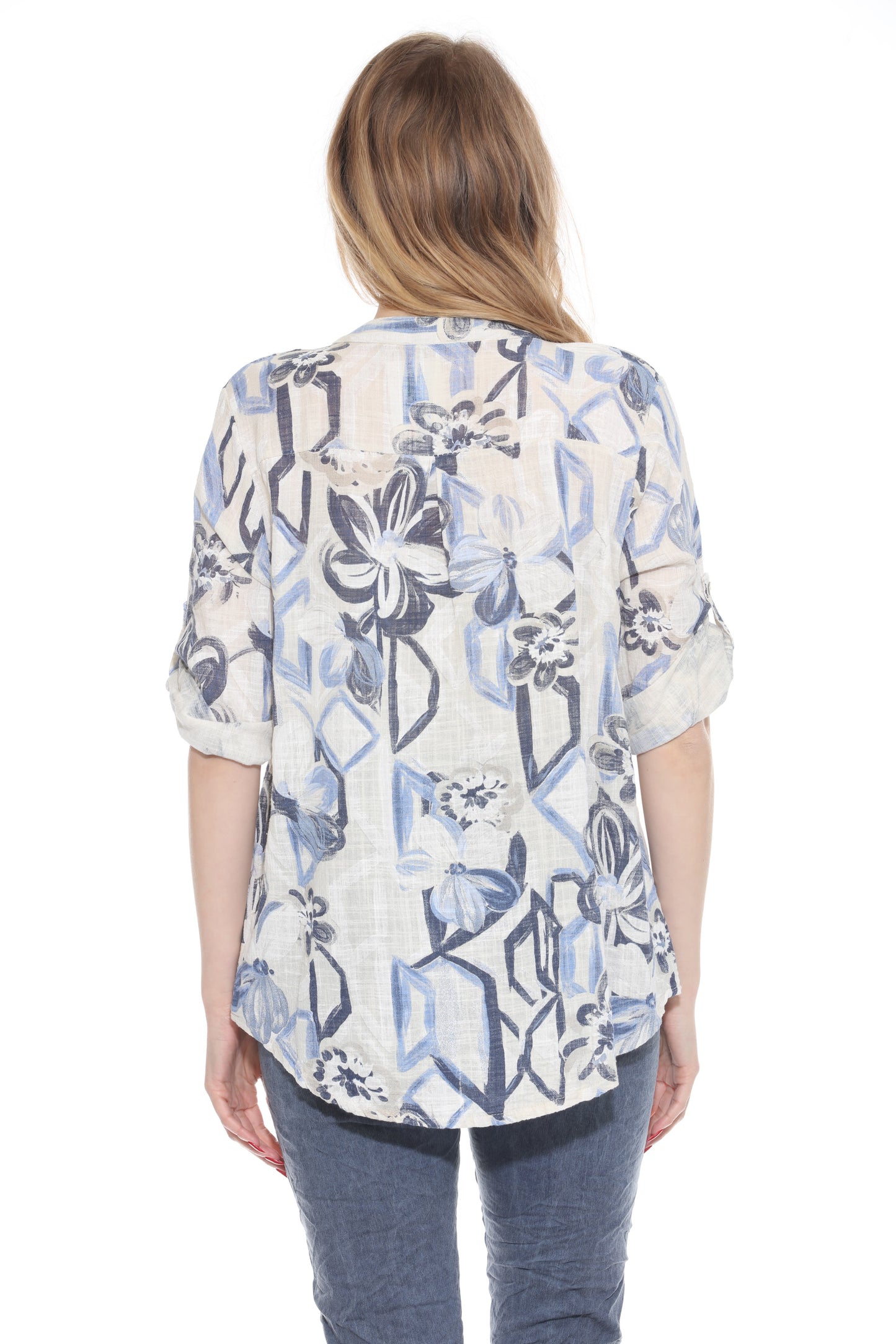 Abstract Cotton Pocket Top